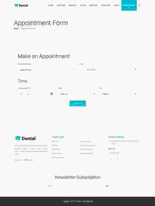 Appointment Form – Dental Elementor Site